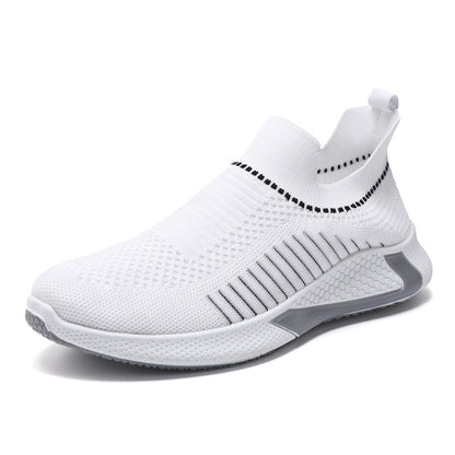 Fashion Mesh Sock Shoes With Striped Design Men Outdoor Breathable Slip-on Sneakers Csuale Lightweight Running Sports Shoes