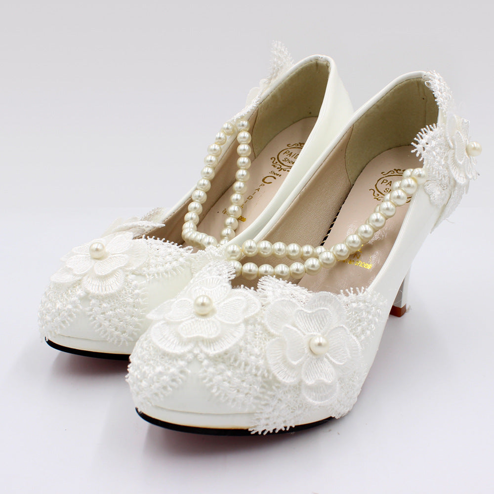 3D Floral White High Heels