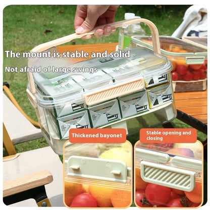 Portable Draining Vegetables Refrigerator Crisper Outdoor Picnic Basket Snacks Fruit Storage Box