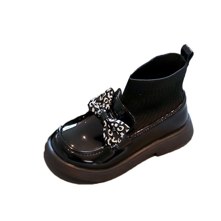 Girls' Leather Shoes Autumn And Winter Children's Single Boots Middle And Big Children Elementary School Casual Shoes