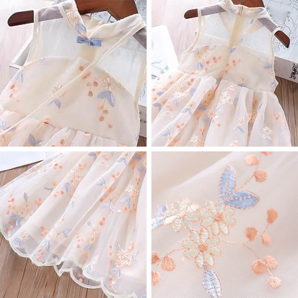 Western Style Improved Cheongsam Princess Dress Children's Vest Tulle Skirt