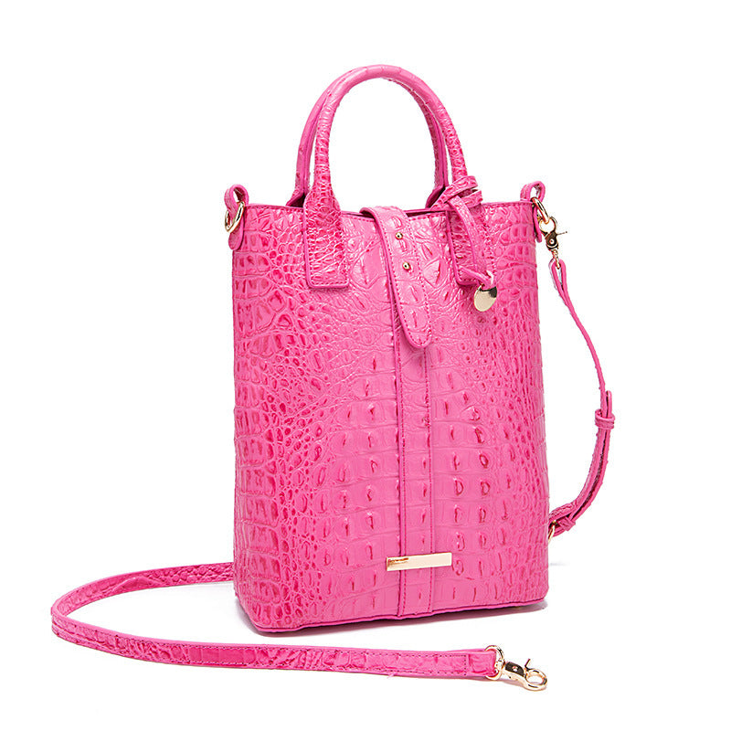 Women's Retro Multi-color Concave-convex Crocodile Pattern Shoulder Bag