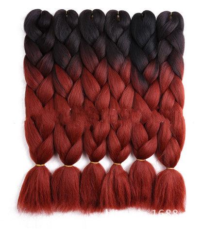 Black wig plaits colored gradient large plaits jumbo braid high heat silk