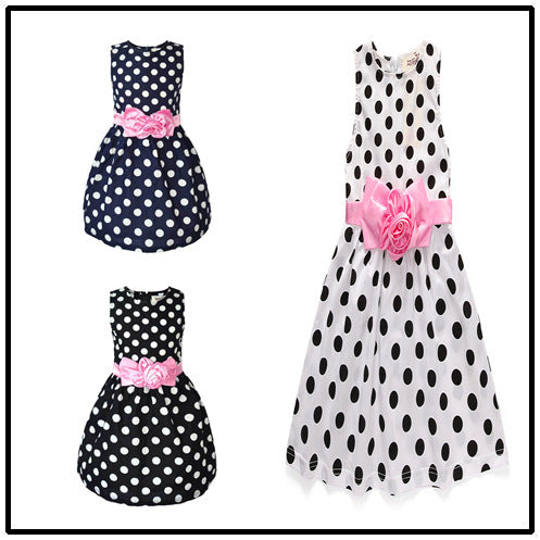 Children's Sleeveless Polka-Dot Skirt, Girl's Vest Skirt, Children's Big Flower Dress