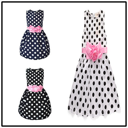 Children's Sleeveless Polka-Dot Skirt, Girl's Vest Skirt, Children's Big Flower Dress