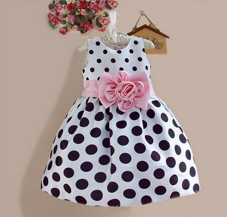 Children's Sleeveless Polka-Dot Skirt, Girl's Vest Skirt, Children's Big Flower Dress