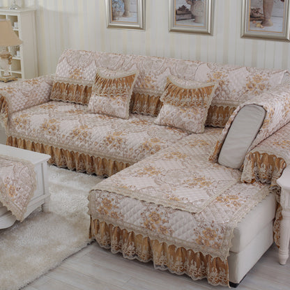 European Style Fashion Lace Jacquard Skirt Sofa Cushion Cover Four Seasons General Non-Slip Fabric Sofa Towel Custom