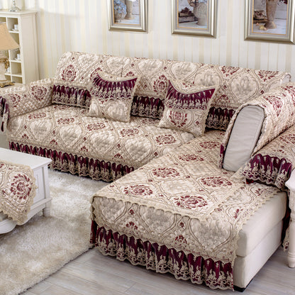 European Style Fashion Lace Jacquard Skirt Sofa Cushion Cover Four Seasons General Non-Slip Fabric Sofa Towel Custom