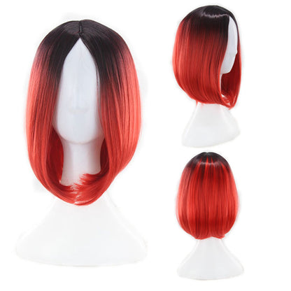 foreign trade new wig European and American women"s short straight hair gradient Bobo Bobo Bobo Bobo