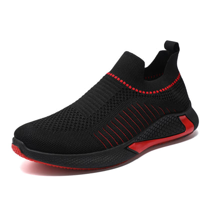 Fashion Mesh Sock Shoes With Striped Design Men Outdoor Breathable Slip-on Sneakers Csuale Lightweight Running Sports Shoes