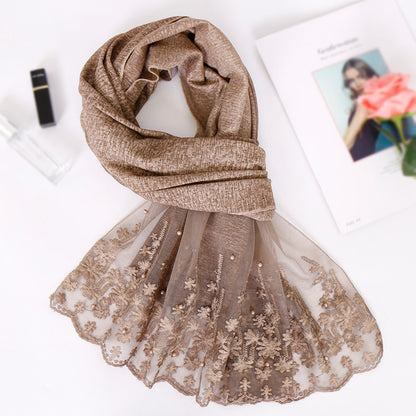 Pearl cotton lace scarf