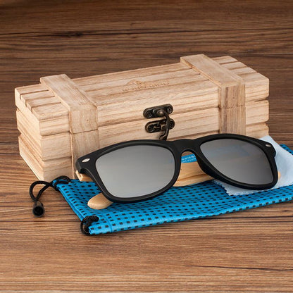 Square Vintage Sunglasses Men Women Wood