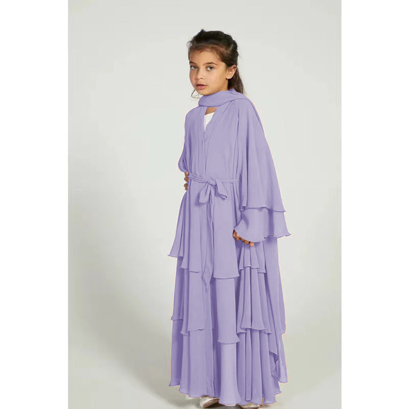 Elegant Three-layer Chiffon Children's Clothing Elegant Dress