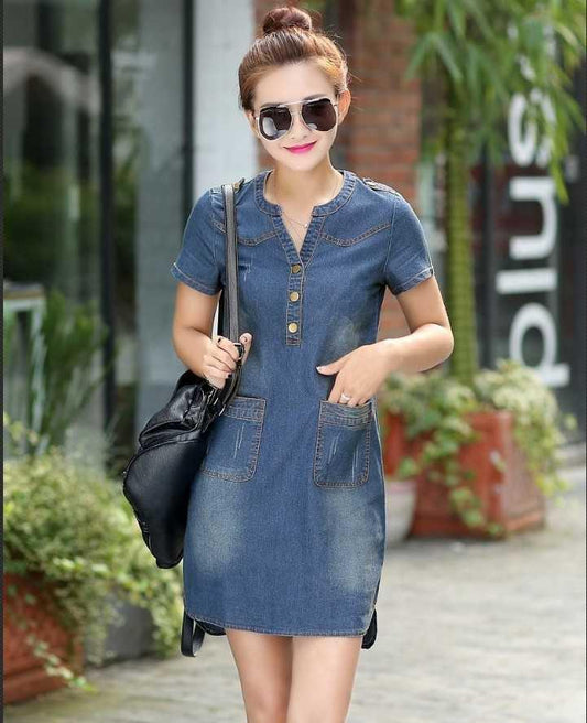 Fashion summer ladies plus size denim dress