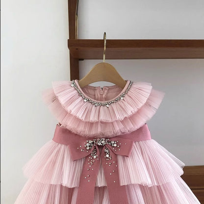 Girl's Birthday Bow Tulle Tutu Dress