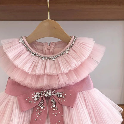 Girl's Birthday Bow Tulle Tutu Dress