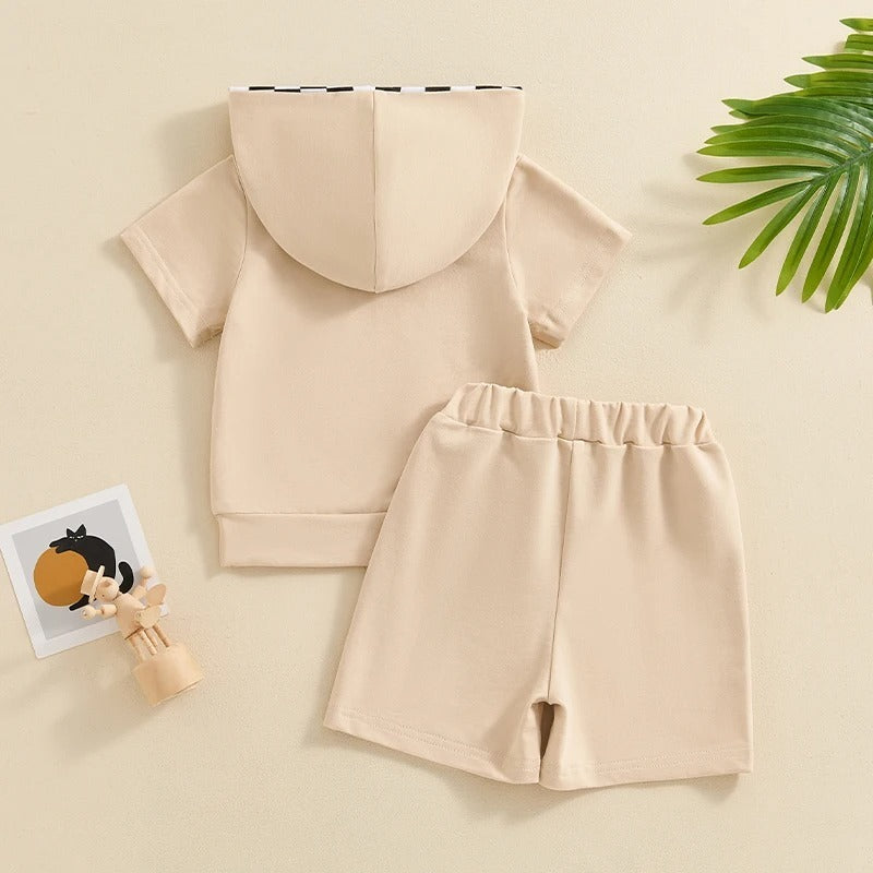 Boys Fashion Hooded Short Sleeve Shorts Suit