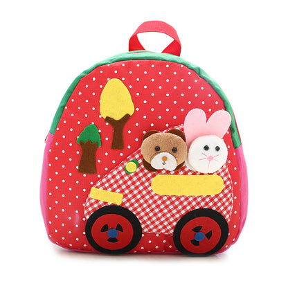 Korean shoulder children's schoolbag kindergarten adorable backpack handmade cartoon baby bag double shoulder bag