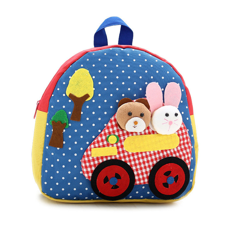 Korean shoulder children's schoolbag kindergarten adorable backpack handmade cartoon baby bag double shoulder bag