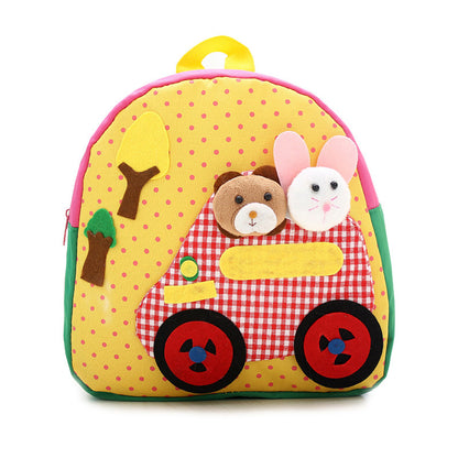 Korean shoulder children's schoolbag kindergarten adorable backpack handmade cartoon baby bag double shoulder bag