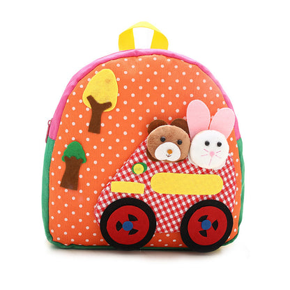 Korean shoulder children's schoolbag kindergarten adorable backpack handmade cartoon baby bag double shoulder bag