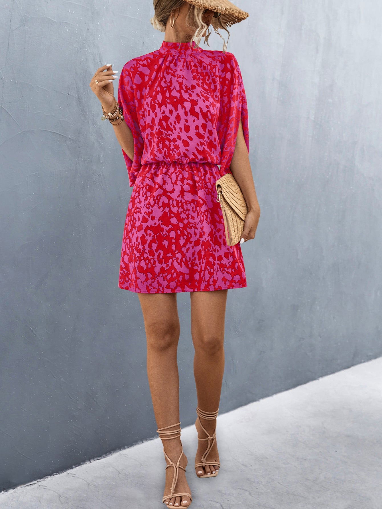 Women's Fashion Irregular Sleeve Printing Dress