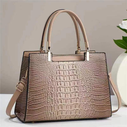 Women's Fashion Casual Crocodile Pattern Large Capacity Handbag