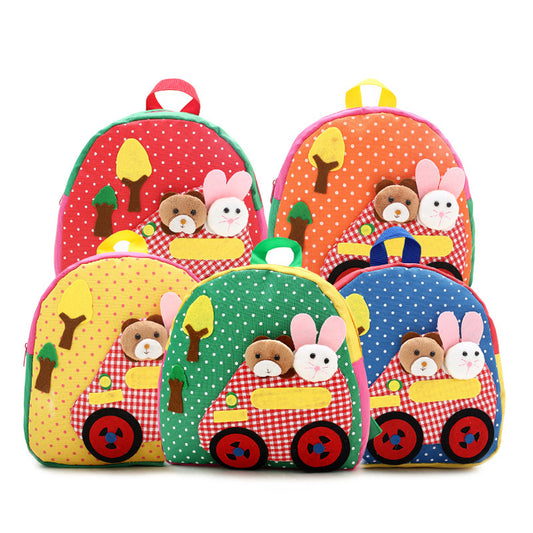 Korean shoulder children's schoolbag kindergarten adorable backpack handmade cartoon baby bag double shoulder bag