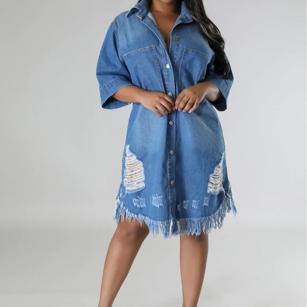 Women's Fashion Denim Long Dress