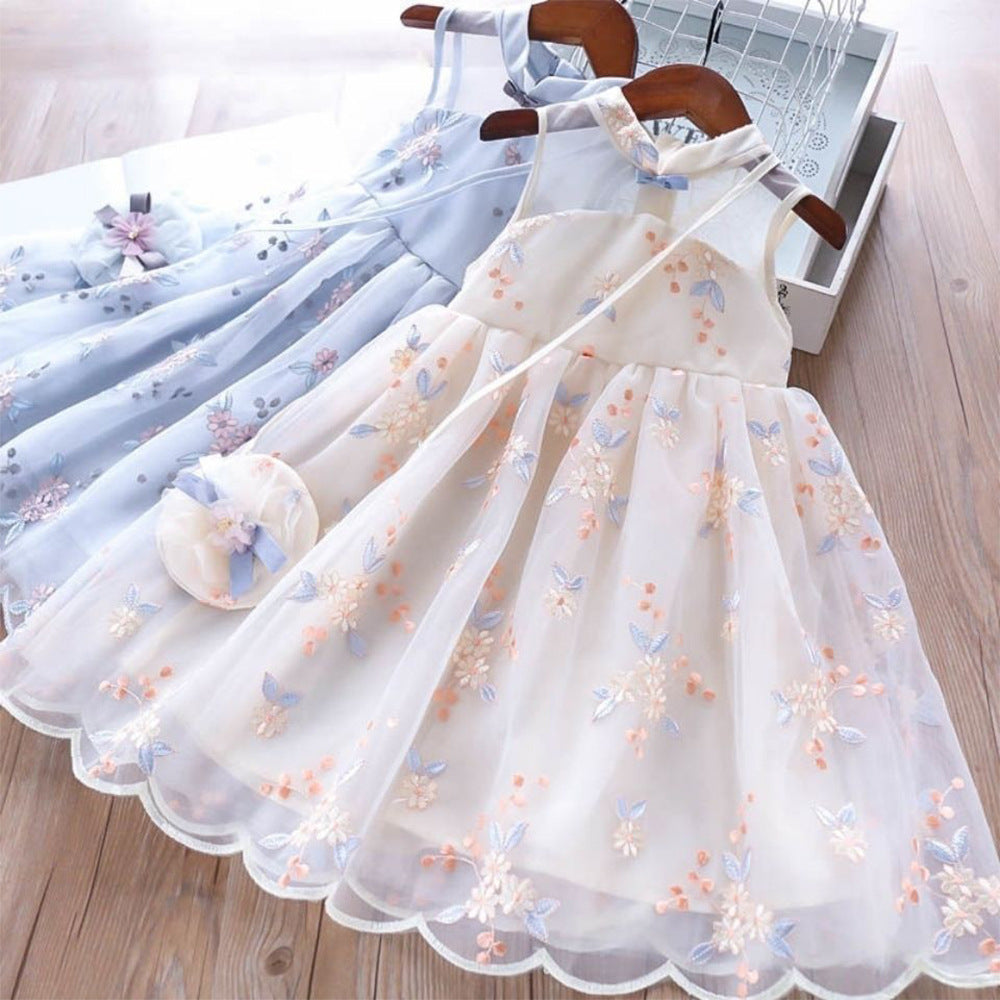 Western Style Improved Cheongsam Princess Dress Children's Vest Tulle Skirt