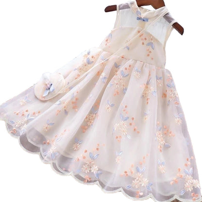 Western Style Improved Cheongsam Princess Dress Children's Vest Tulle Skirt