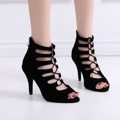 Women's Soft Bottom Red Short Peep Toe High Heels