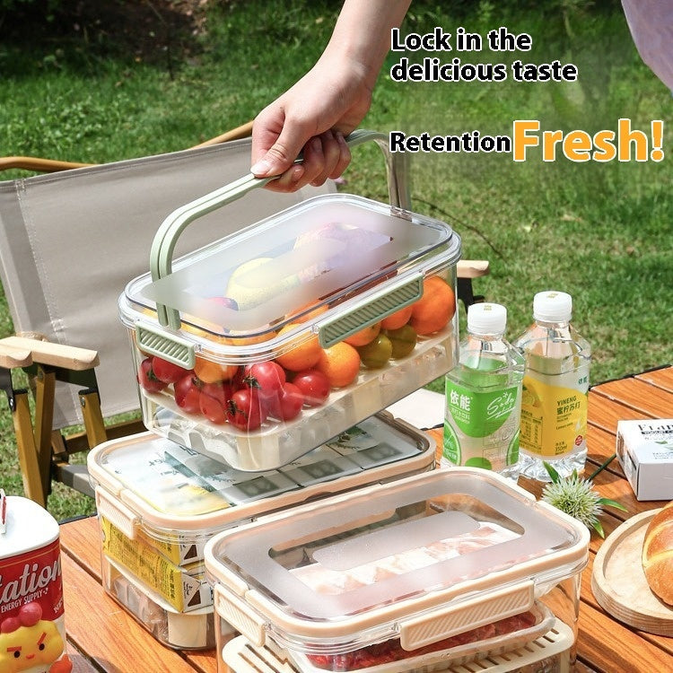 Portable Draining Vegetables Refrigerator Crisper Outdoor Picnic Basket Snacks Fruit Storage Box