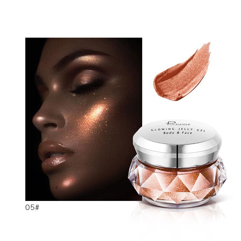 Face Highlighter Jelly Gel Mermaid Eyeshadow Glow Body Glitter Festival Makeup Iluminador Gold Liquid Highlighter Bronzer