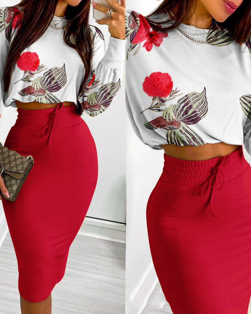 European And American New Printed Suit Skirt