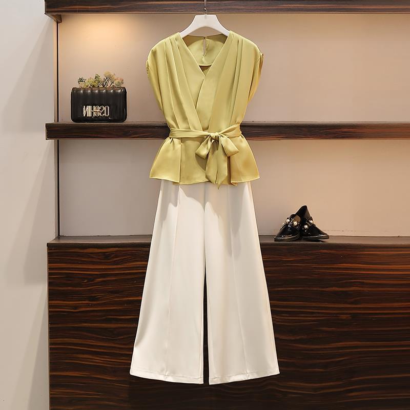 Feminine Suit V-Neck Sleeveless Top High Waist