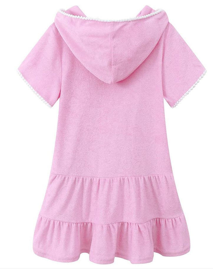 Girl's Swimsuit Hooded Blouse Beach Dress