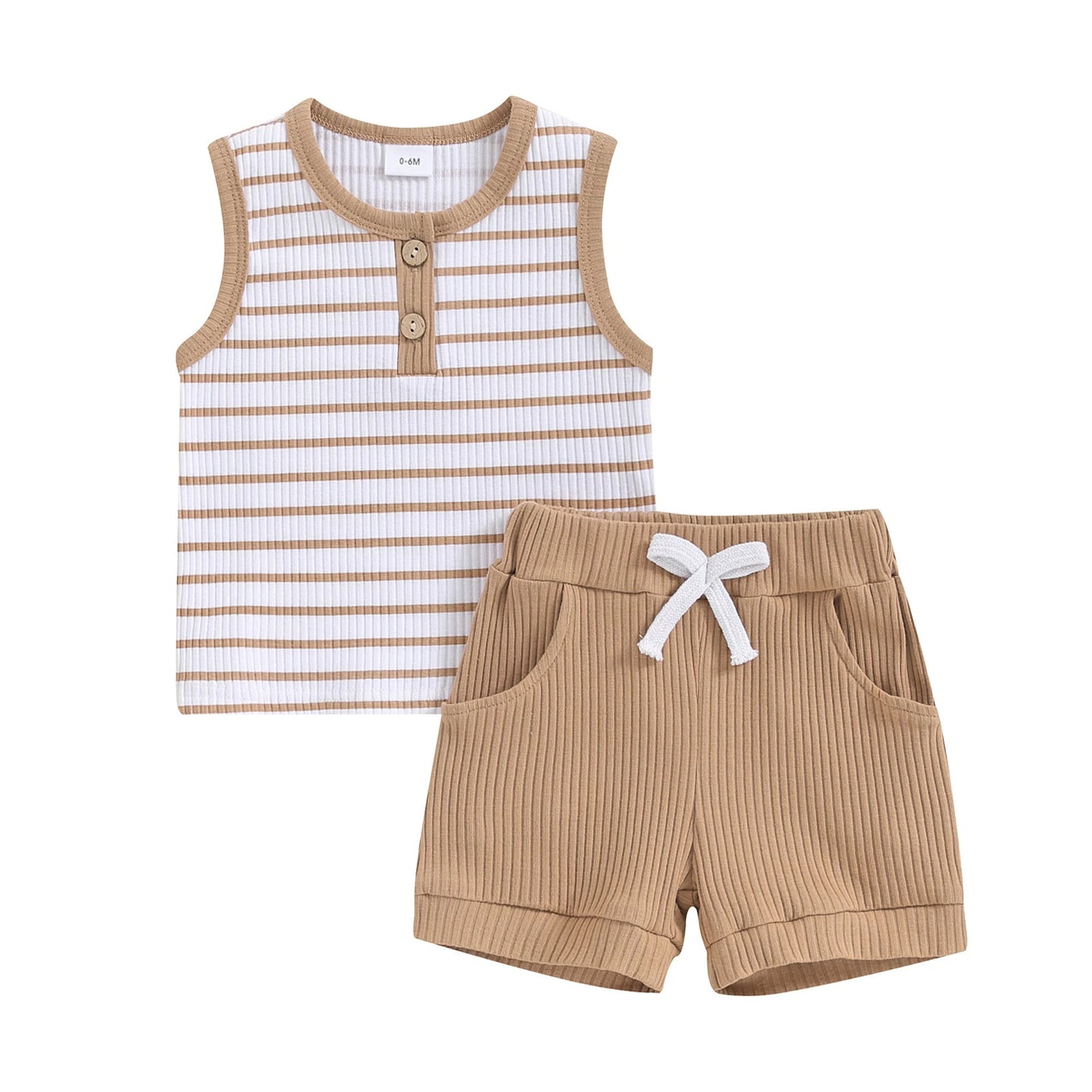 Boys' Fashion Round Neck Top Sports Shorts Suit