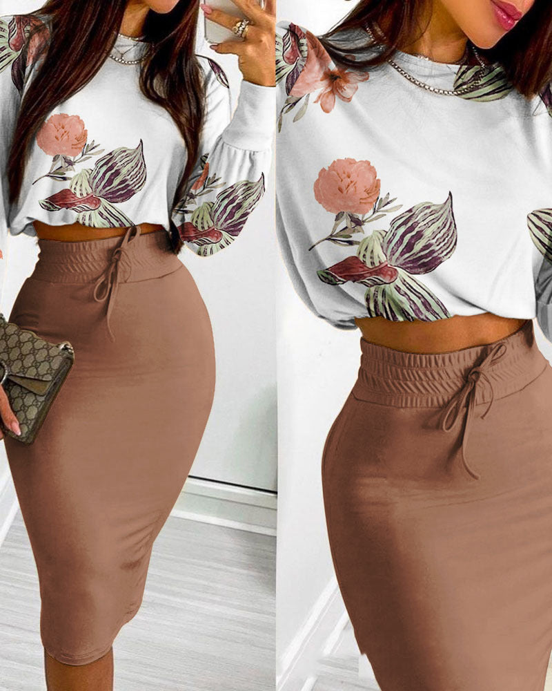 European And American New Printed Suit Skirt