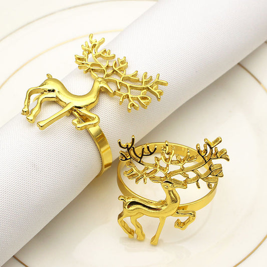 Golden Christmas Fawn Buckle Napkin Ring