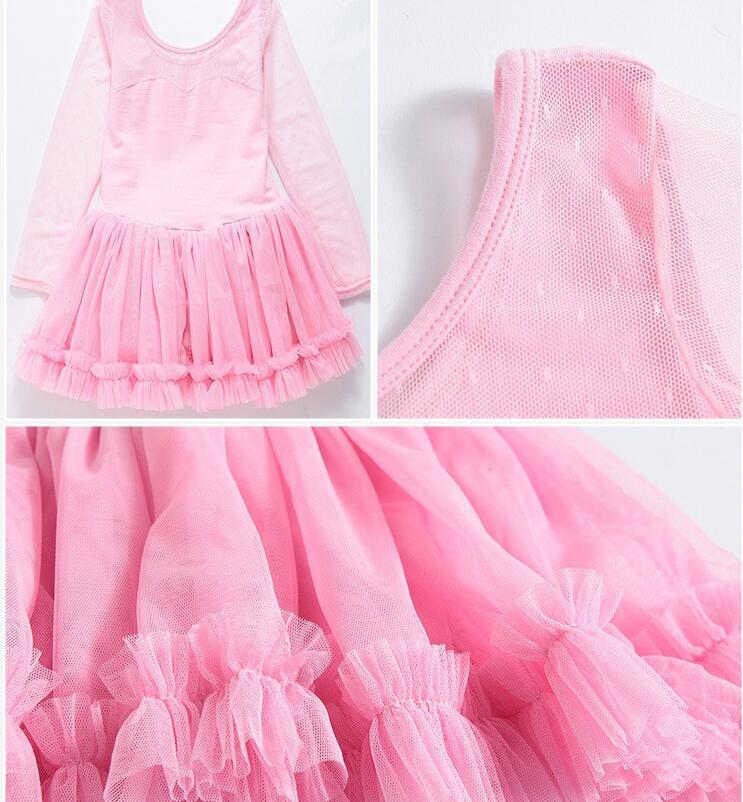 Children's Latin Dance Practice Skirt Sweet Girl's Long Sleeve Gauzy Dance Dress Toddler Ballet Dance Costume