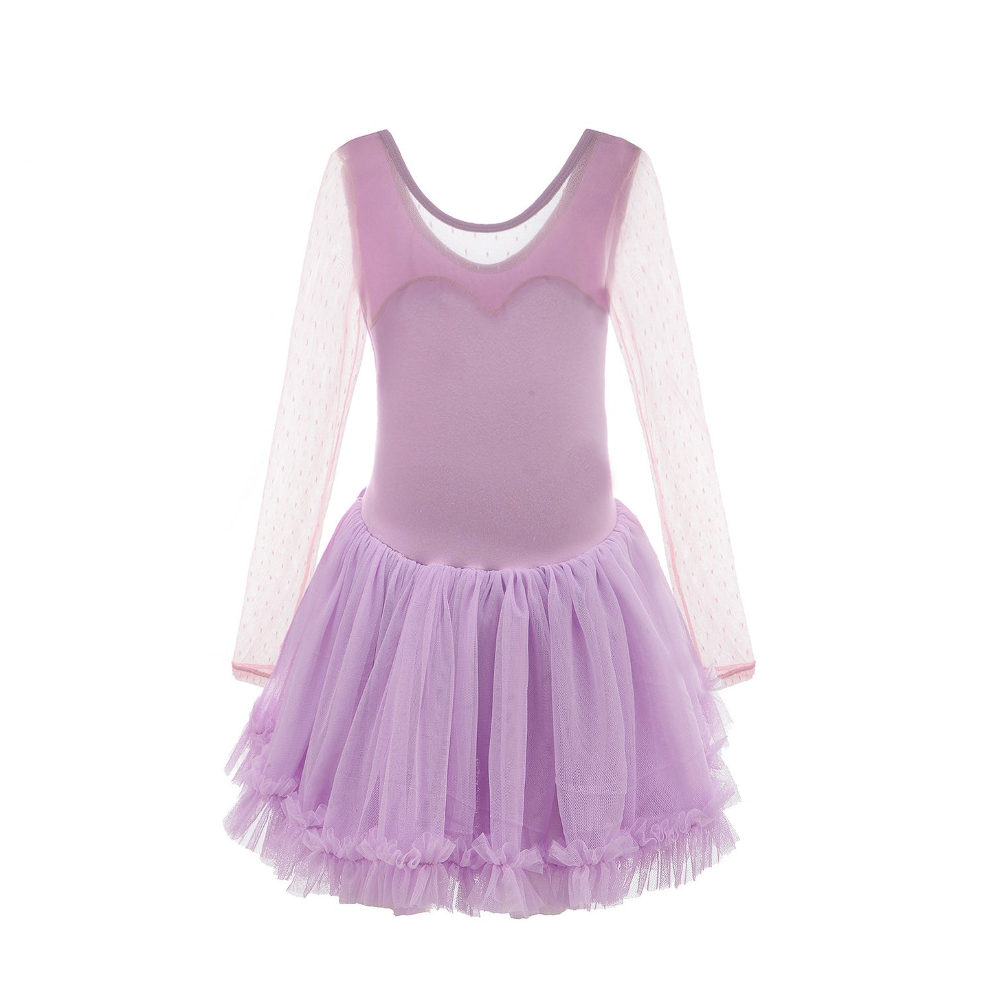 Children's Latin Dance Practice Skirt Sweet Girl's Long Sleeve Gauzy Dance Dress Toddler Ballet Dance Costume