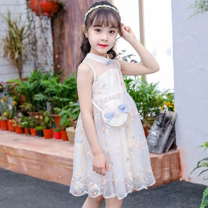 Western Style Improved Cheongsam Princess Dress Children's Vest Tulle Skirt