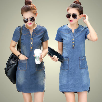 Fashion summer ladies plus size denim dress