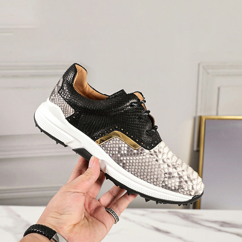 Round Head British Style Sneaker Breathable Snakeskin