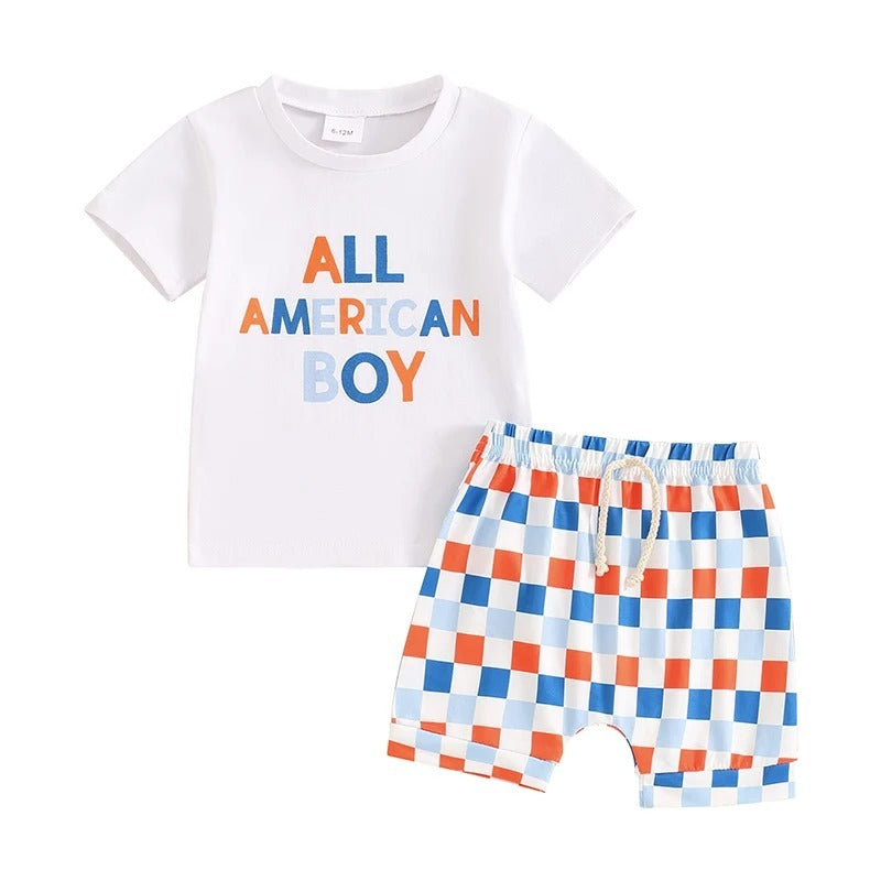 Baby English Print Summer T-shirt Shorts Set