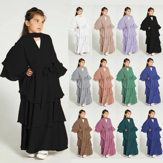 Elegant Three-layer Chiffon Children's Clothing Elegant Dress