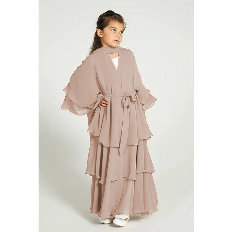 Elegant Three-layer Chiffon Children's Clothing Elegant Dress