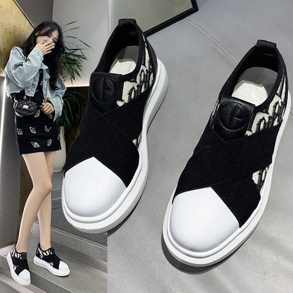 Board Shoes Female All Match Thick Sole Heightening Shoes Casual Small White Shoes Female