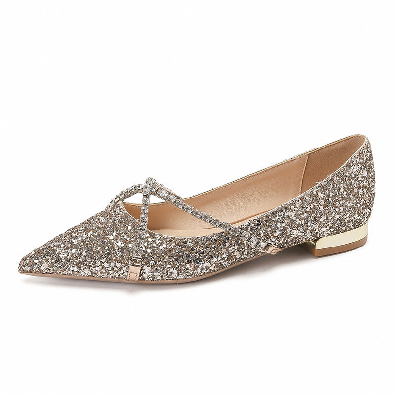 Flat Shoes Crystal Cross Fashion